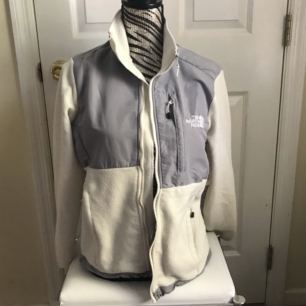 Cream and white the north face jacket